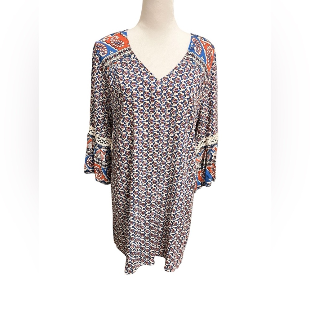 Umgee Bohemian V-Neck Patterned dress Size L